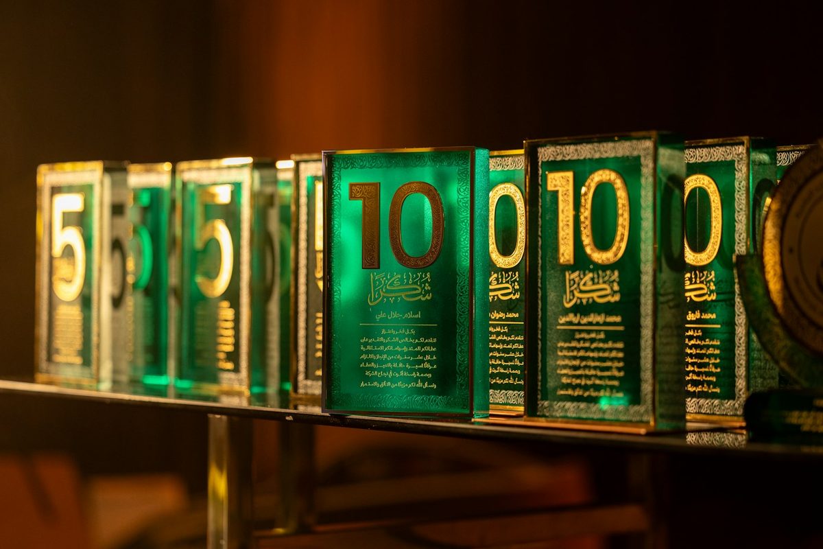 Glass service awards marked five and ten