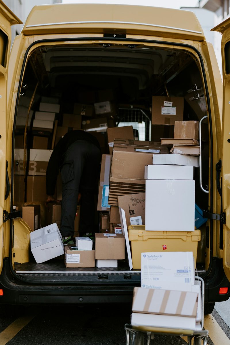 A delivery van loaded with parcels